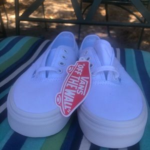 Vans all white shoes